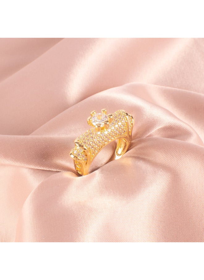 Generic - Chinese Gold Zirconic Soire Twins Ring Size 8 - Image 1