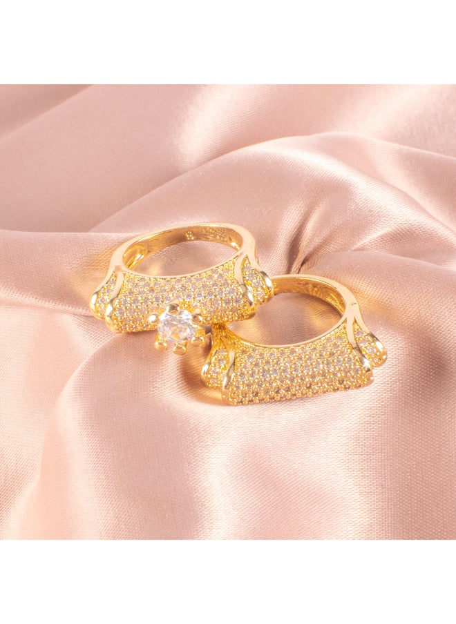 Generic - Chinese Gold Zirconic Soire Twins Ring Size 8 - Image 1