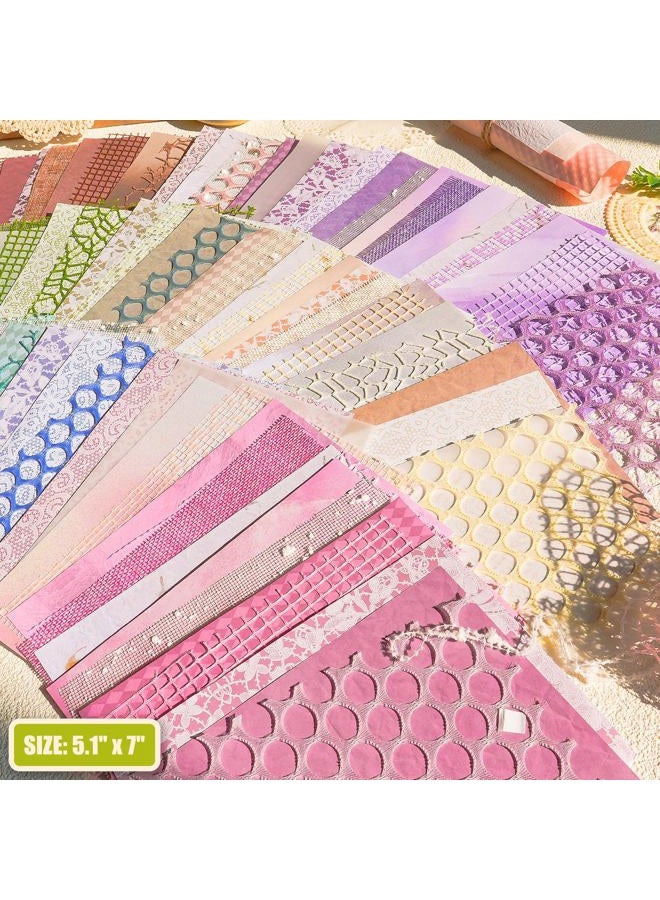 Aromoty 90 sheets Textured Scrapbook Paper&Mesh Fabric set - Handmade Craft Mulberry Special Paper Mix for Scrapbooking Junk Journal Journaling Supplies Card DIY Materials Collage, 5.1x7 Inches - Image 5