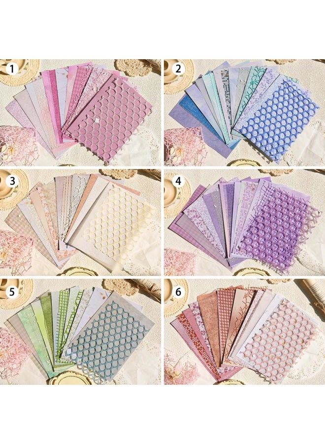 Aromoty 90 sheets Textured Scrapbook Paper&Mesh Fabric set - Handmade Craft Mulberry Special Paper Mix for Scrapbooking Junk Journal Journaling Supplies Card DIY Materials Collage, 5.1x7 Inches - Image 3