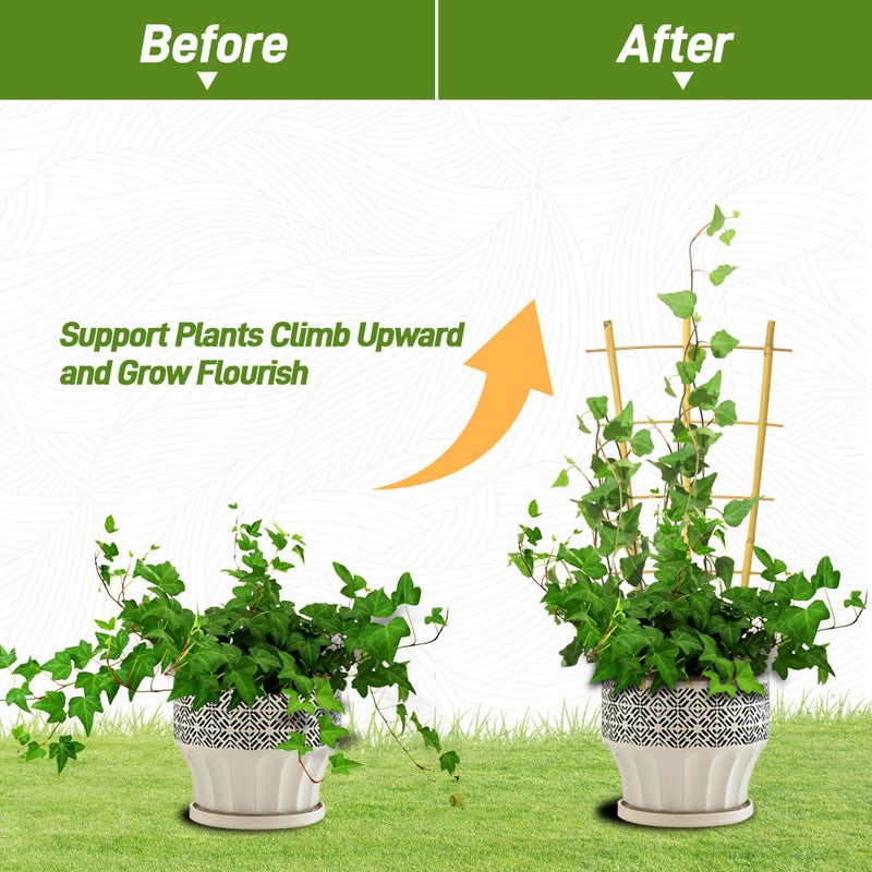 Avalution 10 Pack Bamboo Trellis for Climbing Plants 16" Natural Garden Ladder Trellis, Fan -Shaped Plant Support Trellis for Potted Plant Decor - Image 5