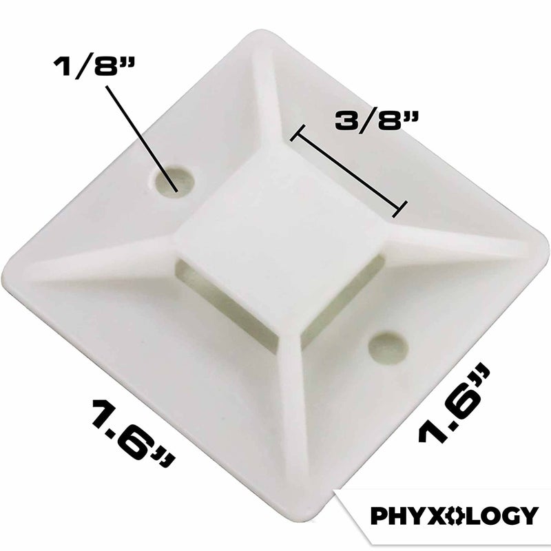 PHYXOLOGY SUPPLY يتم تثبيت ربطات الكابلات فائقة اللصق مقاس X-Large على 100 حزمة لإدارة الأسلاك بسرعة خالية من الإحباط. قم بتثبيت قواعد ربط السحاب هذه بدون أدوات مع ظهر لاصق أو استخدم فتحات لولبية لتثبيت دائم - Image 5