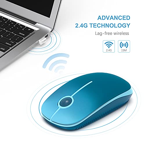 VssoPlor Wireless Mouse, 2.4G Slim Portable Computer Laptop Mouse with Nano Receiver Quiet Silent Optical Mice for Notebook, PC, Laptop, Computer-Gradient Blue - Image 4