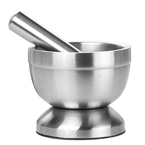Delavala Stainless Steel Metal Mortar Salt and Pestle Bowl for Herbs Spice Garlic Cooking - Image 2