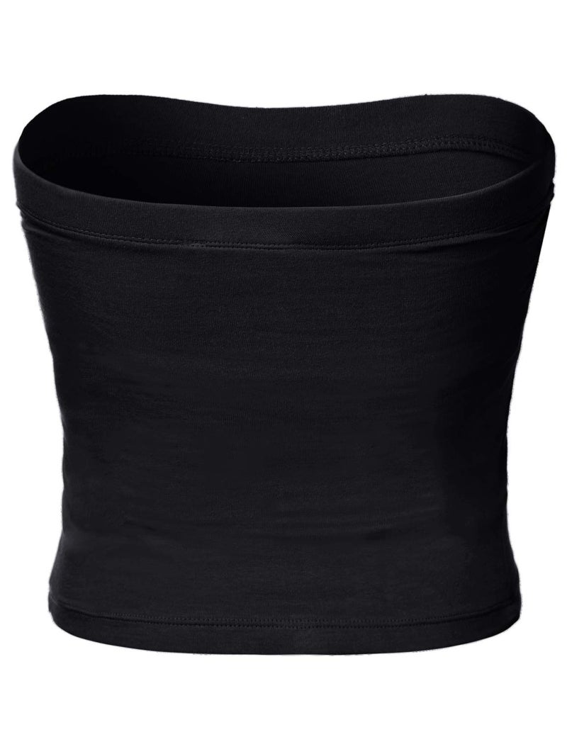 HATOPANTS Women's Shapewear Tube Tops Strapless Ruched Built-in Shelf Bra Casual Black L - Image 3