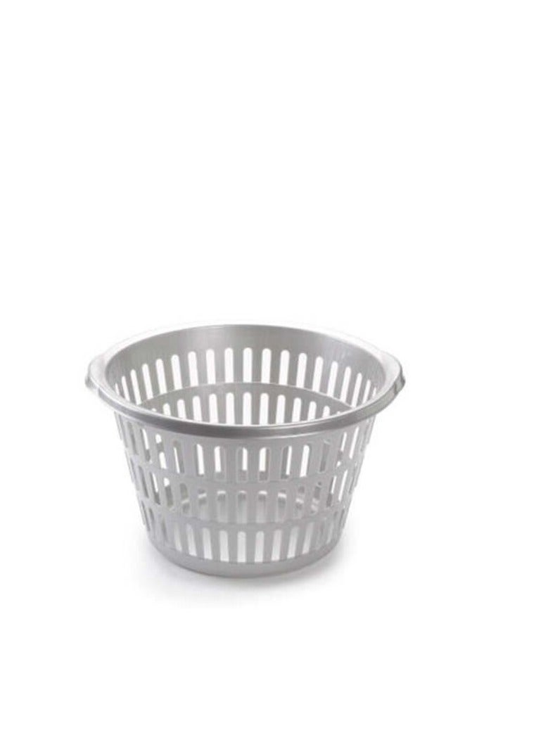 Plastic Forte Round Laundry Basket, Silver