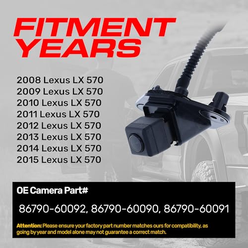 Master Tailgaters Replacement for Lexus LX 570 (2008-2015) Backup Camera OE Part # 86790-60092, 86790-60090, 86790-60091 - Image 2