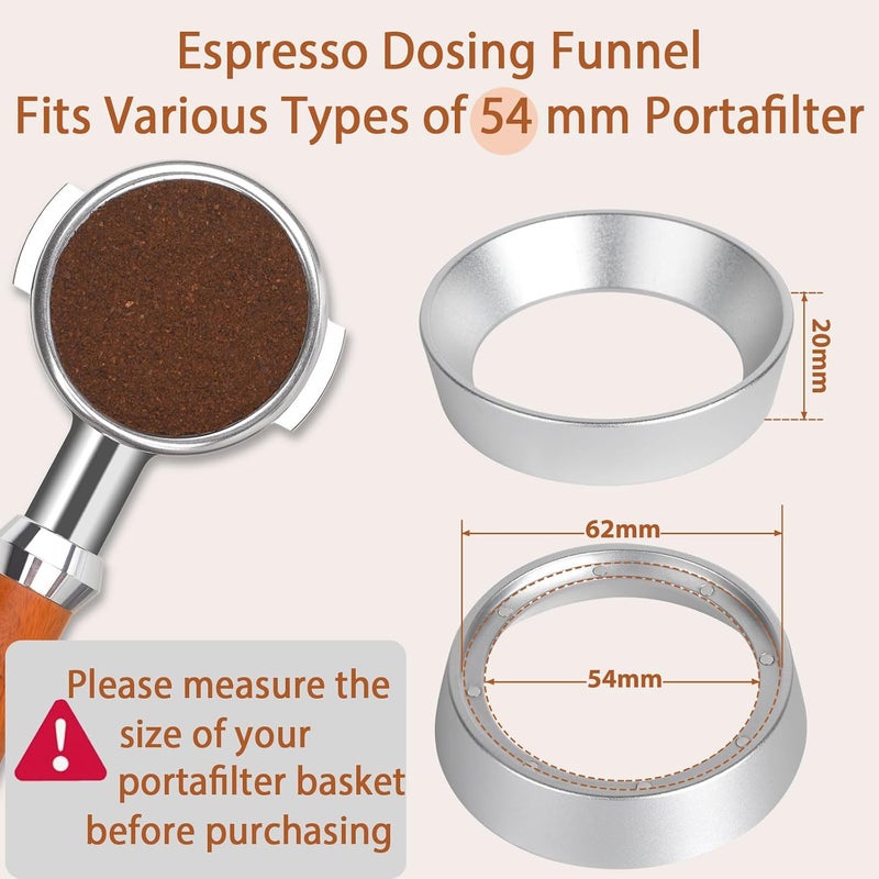 Attsky 54mm Portafilter Funnel with Magnetic, Lightweight Aluminum Espresso Dosing Funnel - Image 2