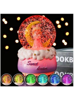 Y&D Snow Globes, Crystal Ball with Musical, LED Lights, Cute Princess Globe, Manual Drifting, Gifts for Girls, Birthday New Year Gift Girls Aged 3-12 (Pink)  - Image 5