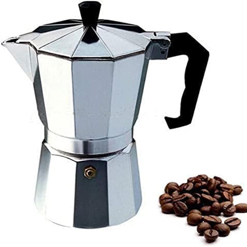 ITRAT Italian Espresso Stove Top Coffee Maker Espresso Cups Italian Stove Top Coffee Continental Percolator Pot Jug Camping Caravan Brewing Rich Coffee Moka Pot 6 Cups  300ml