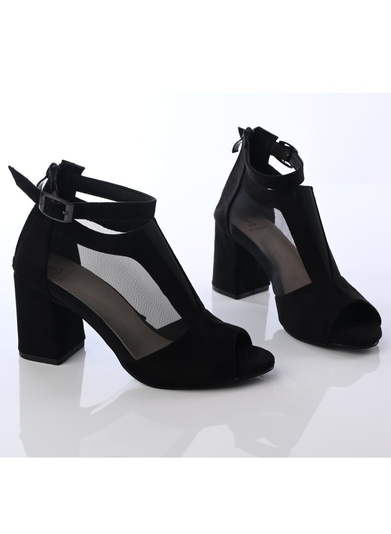 LIFESTYLISH SN-505 Sandal Open Stylish Heel Suede- Black  - Image 3