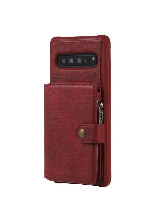 زبون جراب لهاتف Galaxy S10 5G جراب واقٍ مقاوم للصدمات بسحاب مع فتحات للبطاقات وقوس وحامل للصور ووظيفة المحفظة - Image 2