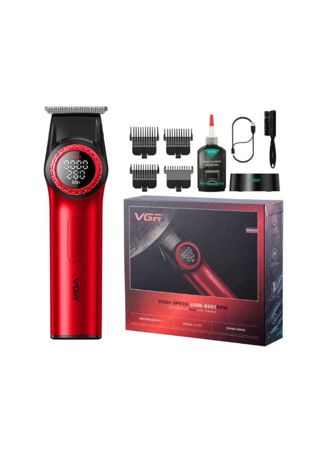 VGR V-977 & V-377 Professional Hair Trimmer & Shaver Combo Set Red
