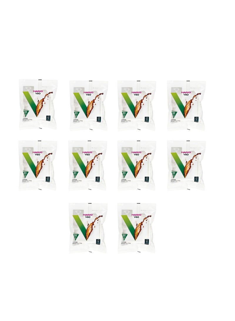 Hario V60 Coffee Filter Paper - 01, Suitable for Size 01 Dripper, 10 packs (1000pcs) - Image 1