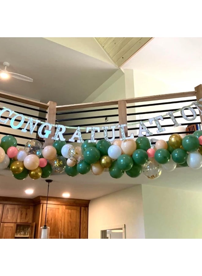 Isndare - Retro Green Pink Balloons, 35pcs Sage Green Dusty Pink Metallic Gold Latex Balloons Set, Olive Green Pink White Gold Confetti Balloons for Girls Jungle Birthday Baby Shower Wedding Party Decoration - Image 1