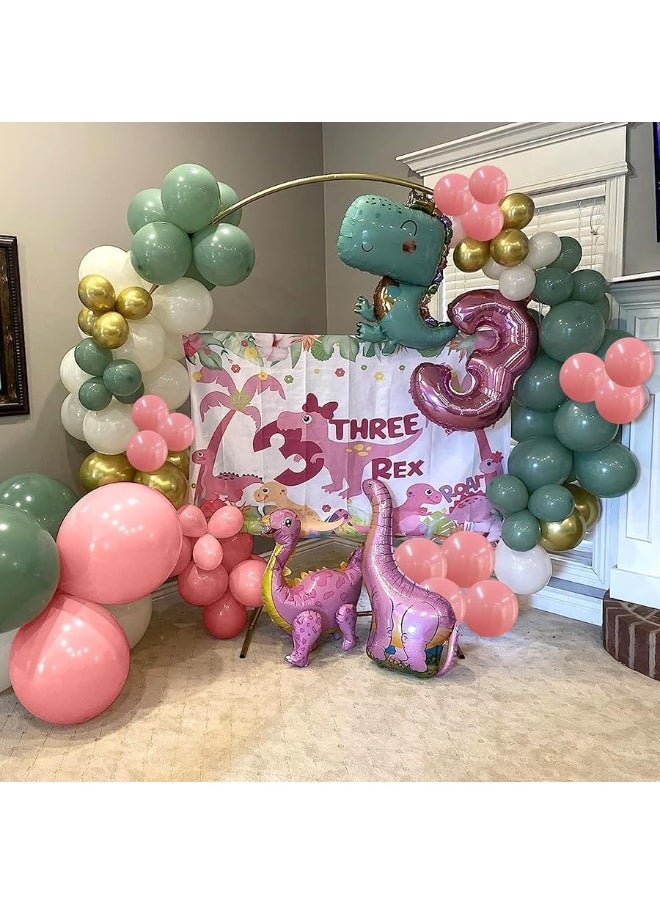 Isndare - Retro Green Pink Balloons, 35pcs Sage Green Dusty Pink Metallic Gold Latex Balloons Set, Olive Green Pink White Gold Confetti Balloons for Girls Jungle Birthday Baby Shower Wedding Party Decoration - Image 1
