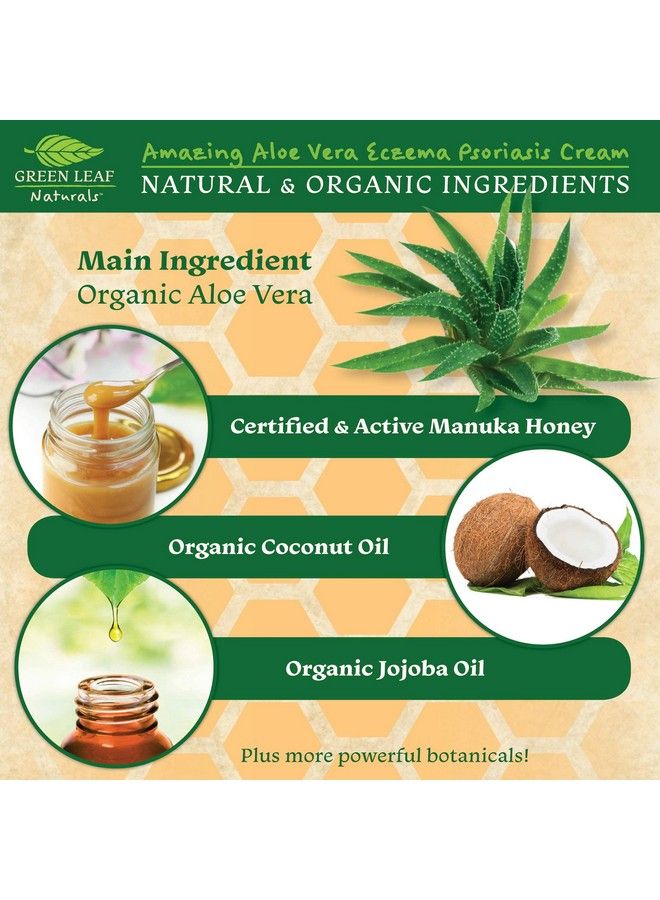 Green Leaf Naturals Manuka Honey Eczema Cream (Fragrance Free) 8Oz Moisturizing Lotion Treatment For Psoriasis Relief Itchy Dry Skin Rash Healing Ointment Skin Soothing Moisturizer For Kids Adults Baby Ultra Crème - Image 5