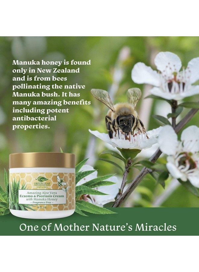 Green Leaf Naturals Manuka Honey Eczema Cream (Fragrance Free) 8Oz Moisturizing Lotion Treatment For Psoriasis Relief Itchy Dry Skin Rash Healing Ointment Skin Soothing Moisturizer For Kids Adults Baby Ultra Crème - Image 4