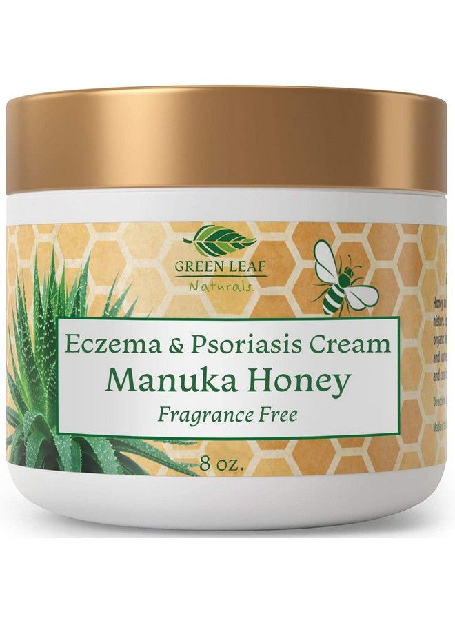 Green Leaf Naturals Manuka Honey Eczema Cream (Fragrance Free) 8Oz Moisturizing Lotion Treatment For Psoriasis Relief Itchy Dry Skin Rash Healing Ointment Skin Soothing Moisturizer For Kids Adults Baby Ultra Crème - Image 2
