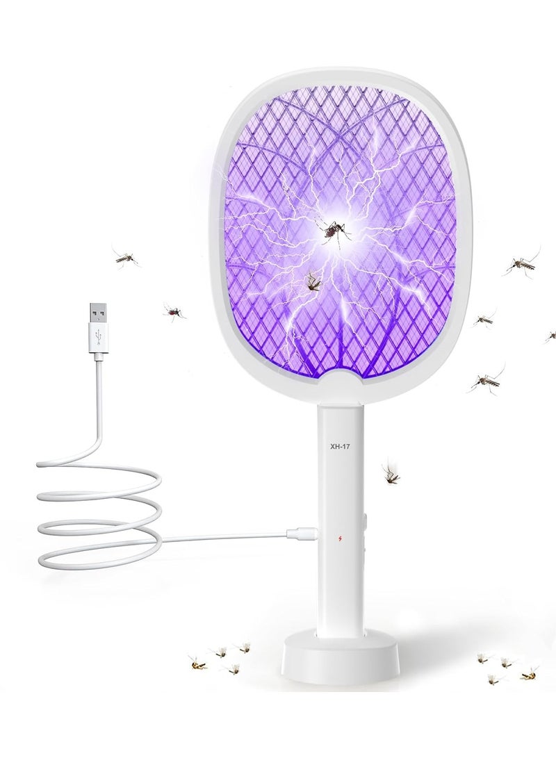 USB Rechargeable Electric Mosquito Swatter with Base - Image 1