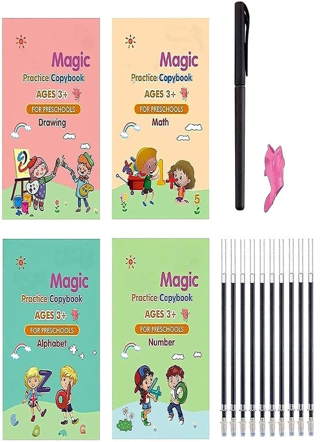 NISHIV magic book for kids Magic Groove Practice Copybook Magic Groove Calligraphy Copybook Handwriting Copybook Tracing Book 4 in 1 Copybook Reusable Handwriting Calligraphy Magic - Image 1