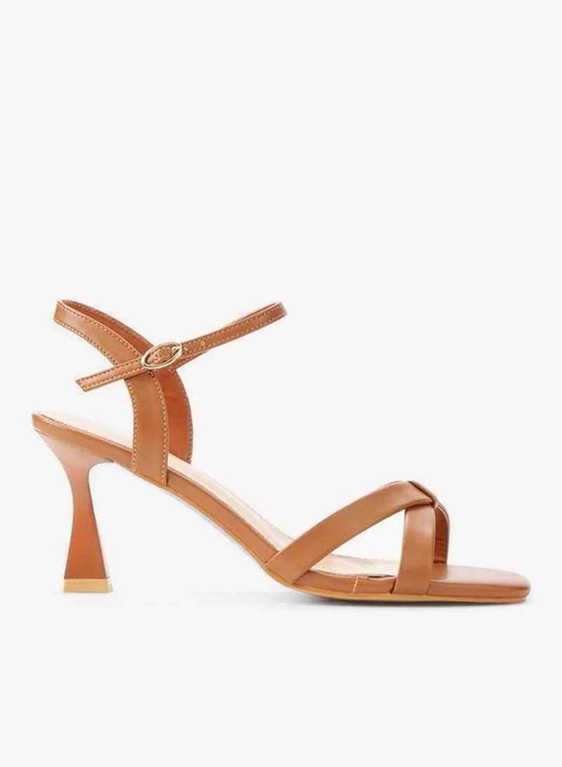 بابريكا Women Cross Strap Flared Heel Sandals
