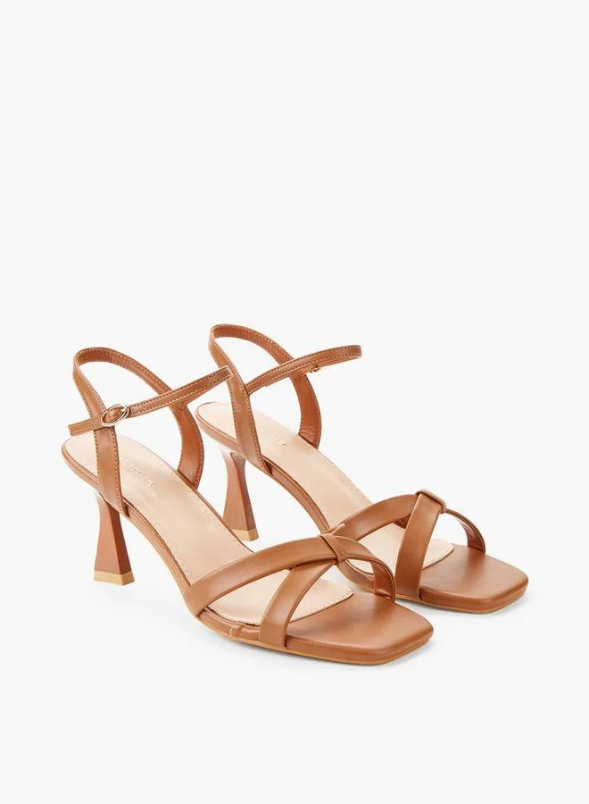 Paprika Women Cross Strap Flared Heel Sandals