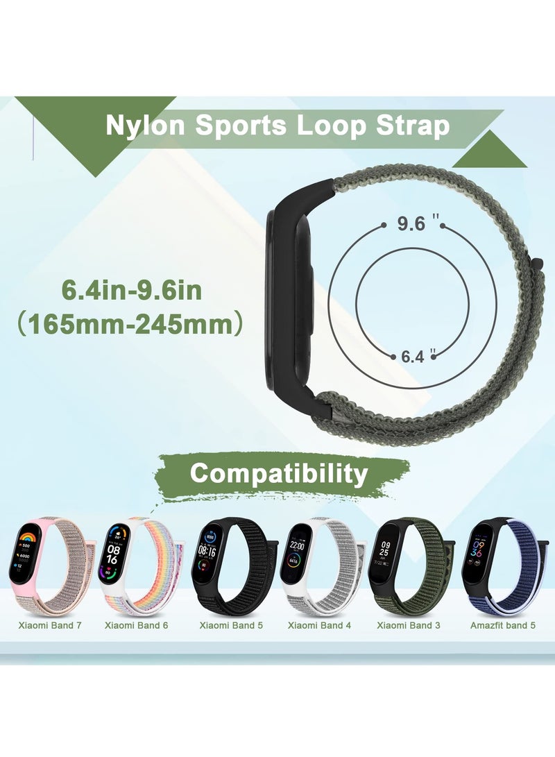 حزام نايلون متوافق مع سوار شاومي مي 7/6/5/4/3 سوار ناعم قابل للتعديل للرجال والنساء غرين - Image 2