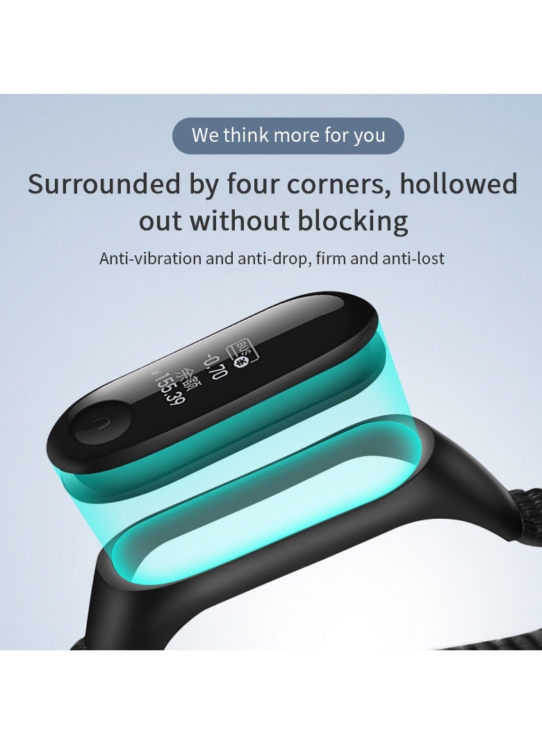 حزام نايلون متوافق مع سوار شاومي مي 7/6/5/4/3 سوار ناعم قابل للتعديل للرجال والنساء غرين - Image 5