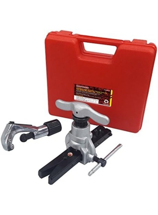 HAUTMEC HAUTMEC Eccentric Tube Flaring Tools Set, Heavy Duty Tubing Pipe 7 Dies 3/16"-3/4" 45 Degree Angle Cone Type Kit With 1/8"-1-1/8" Tube Cutter for Copper, Aluminum and Mild Steel 