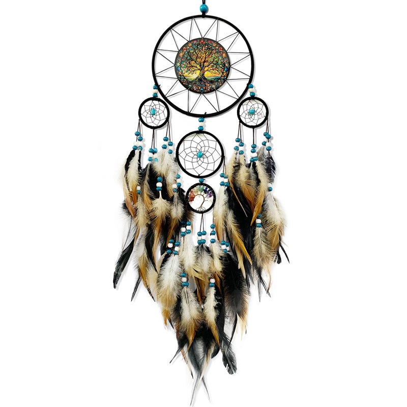 OIOVOIO Large Dream Catchers for Bedroom Adult Brown Boho Dream Catcher Wall Decor Tree of Life Suncatcher Hanging for Boys Teen Room Decor Dorm Living Room Hanging Decoration Festival Gifts - Image 1