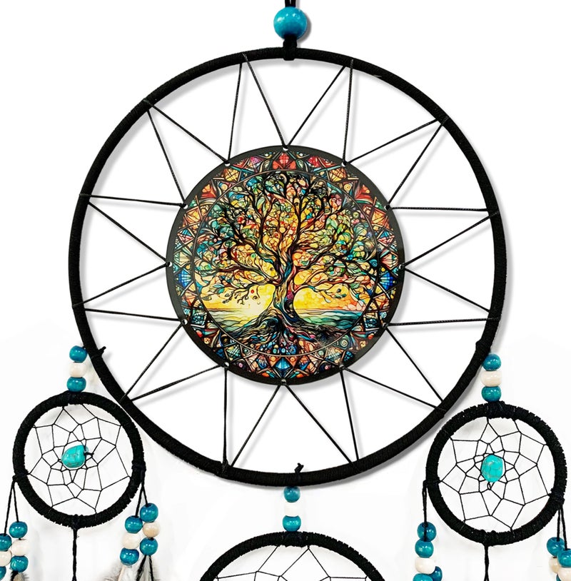 OIOVOIO Large Dream Catchers for Bedroom Adult Brown Boho Dream Catcher Wall Decor Tree of Life Suncatcher Hanging for Boys Teen Room Decor Dorm Living Room Hanging Decoration Festival Gifts - Image 3