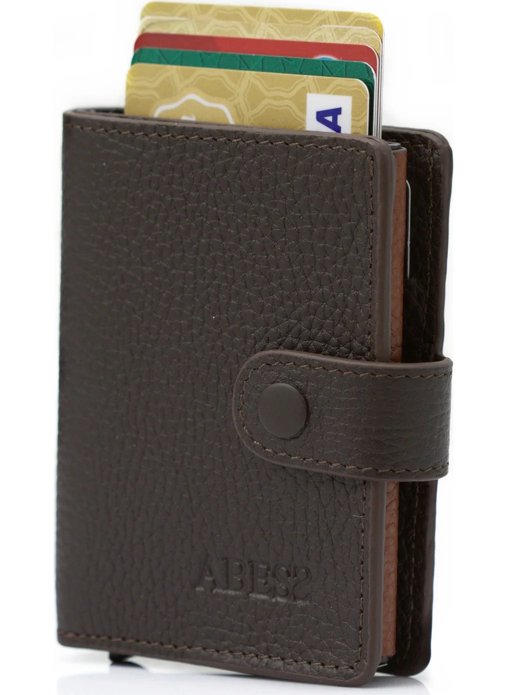 Abess Card Holder Wallet , Luxury Leather Mechanism Wallet Card Holder