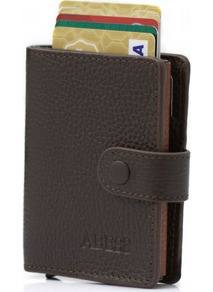 Abess Card Holder Wallet , Luxury Leather Mechanism Wallet Card Holder  - Image 1