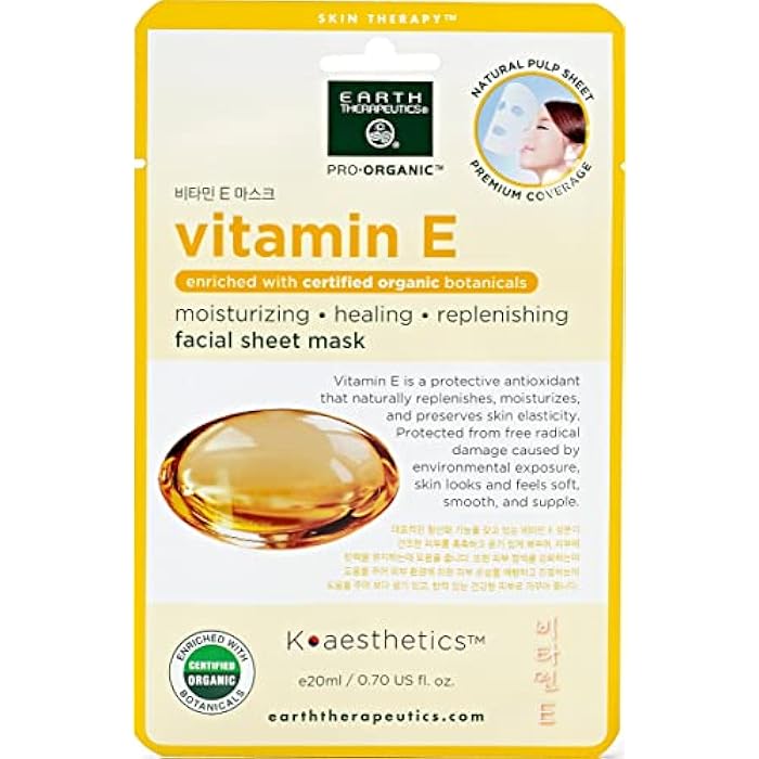Earth Therapeutics Vitamin E Face Mask – Moisturize & Replenish your Face – Preserve Skin Elasticity -Certified Organic Facial Masks - Image 2