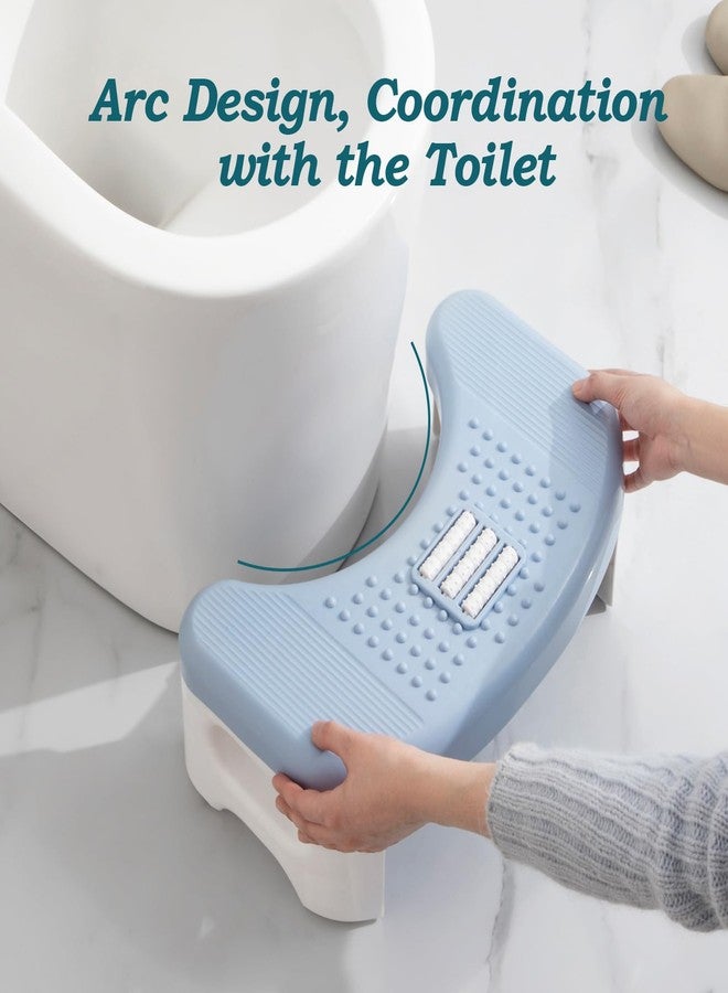 Demiwise Foldable Toilet Stool, 7 Inch Bathroom Squat Toilet Poop Stool Adult Blue, Non-Slip Potty Toilet Step Stool with Massage Roller, Assistance Step Stool Suitable for Shower, Study, Living Room, Kitchen - Image 2