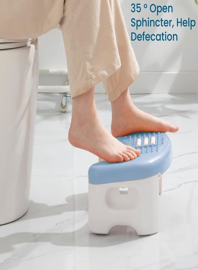 Demiwise Foldable Toilet Stool, 7 Inch Bathroom Squat Toilet Poop Stool Adult Blue, Non-Slip Potty Toilet Step Stool with Massage Roller, Assistance Step Stool Suitable for Shower, Study, Living Room, Kitchen - Image 3