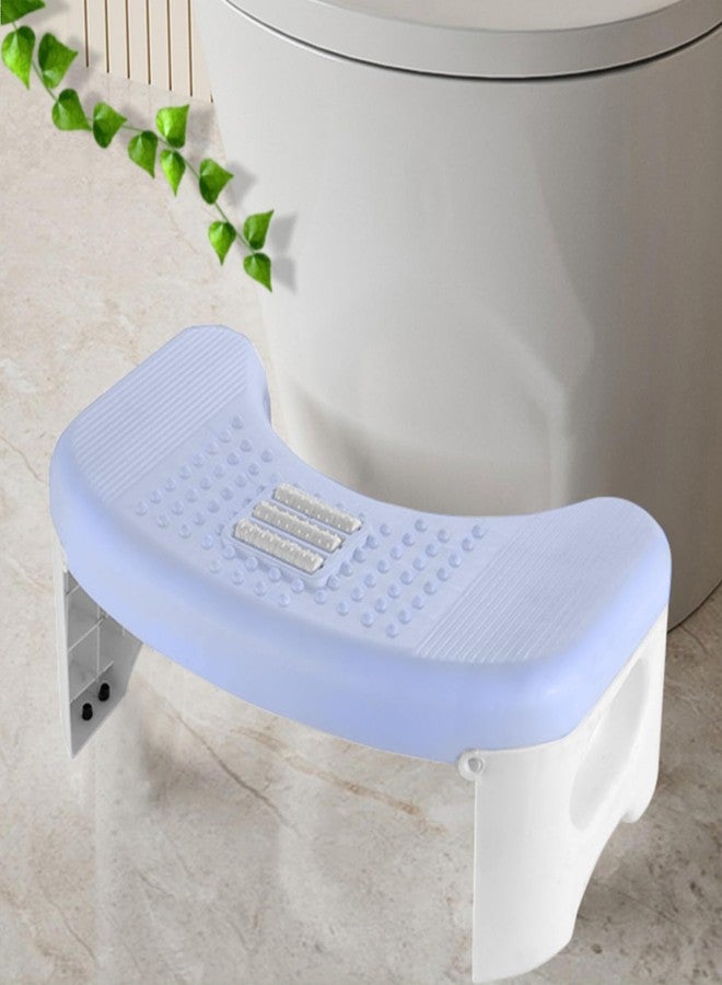 Demiwise Foldable Toilet Stool, 7 Inch Bathroom Squat Toilet Poop Stool Adult Blue, Non-Slip Potty Toilet Step Stool with Massage Roller, Assistance Step Stool Suitable for Shower, Study, Living Room, Kitchen - Image 1