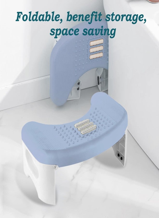 Demiwise Foldable Toilet Stool, 7 Inch Bathroom Squat Toilet Poop Stool Adult Blue, Non-Slip Potty Toilet Step Stool with Massage Roller, Assistance Step Stool Suitable for Shower, Study, Living Room, Kitchen - Image 4