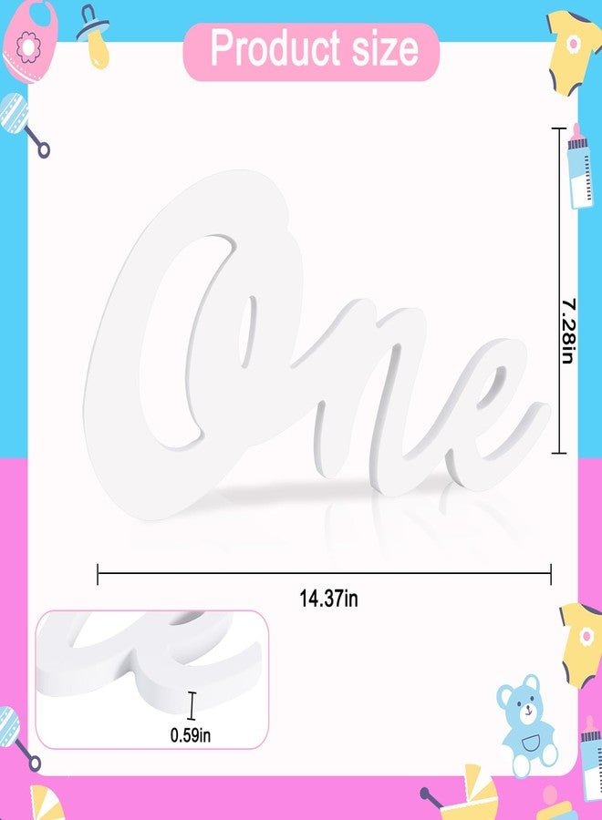 TONIFUL One Wooden Sign Cutout Letter for 1st Birthday Party Decorations Table Centerpieces for First Birthday White Letter Wooden Photo Booth Props Party Decorations Supplies - Image 2