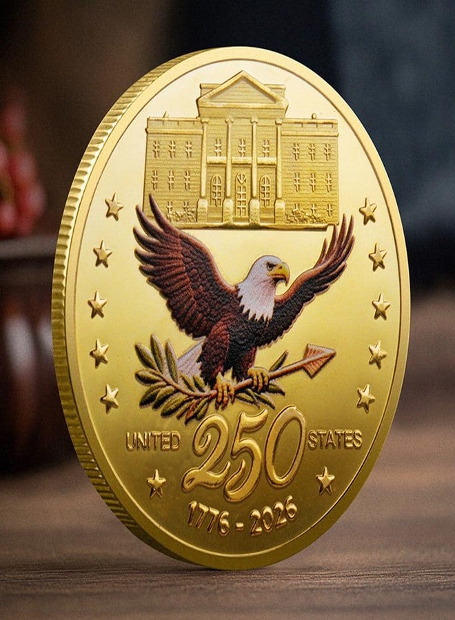 عملة تذكارية مطلية بالذهب بمناسبة الذكرى السنوية الـ 250 للجيش الأمريكي، ذات وجهين ونقش بارز، قطعة تذكارية عسكرية للمحاربين القدامى، 1775-2025 (النوع ب) - Image 2