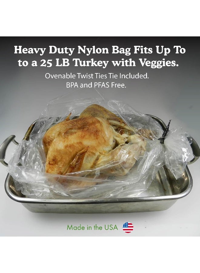 Regency Wraps Turkey Roasting Bags With Twist Ties, Oven Safe Bags for Cooking Flavorful Turkey, Poultry, or Meat with Easy Clean Up, Clear, 20" x 24" (2 pack) - Image 4