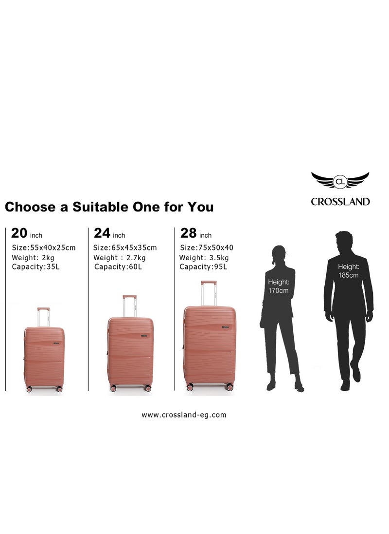 Crossland - CROSSLAND Unbreakable Medium Size Trolley Luggage With TSA Lock,4 Silent Move Spinners Wheels, Double Expandable Zipper - 24 Inch - Image 1