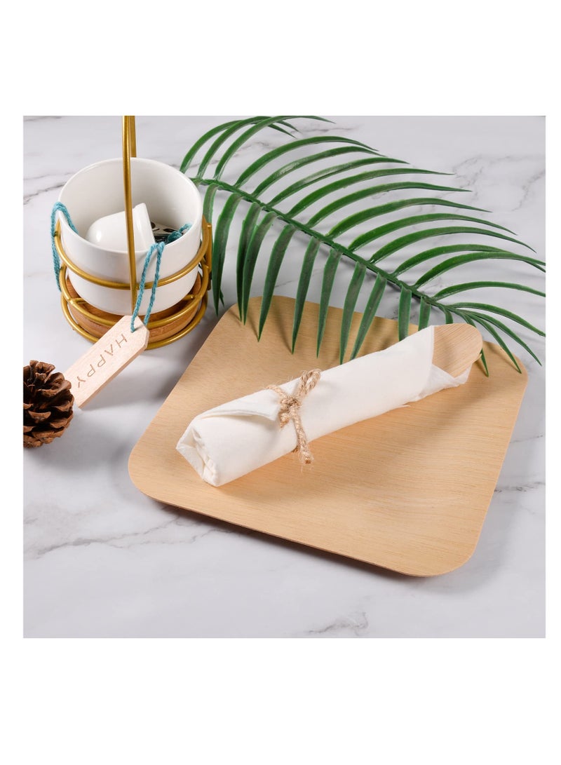 SOLARAE Pre Rolled Napkin and Bamboo Cutlery Set - 30Pack Bamboo Utensils/Cutlery Set(30 Forks, 30 Knives, 30 Spoons, 30 Napkins), Biodegradable Wrapped Cutlery for Party, Banquet, Wedding - Image 4