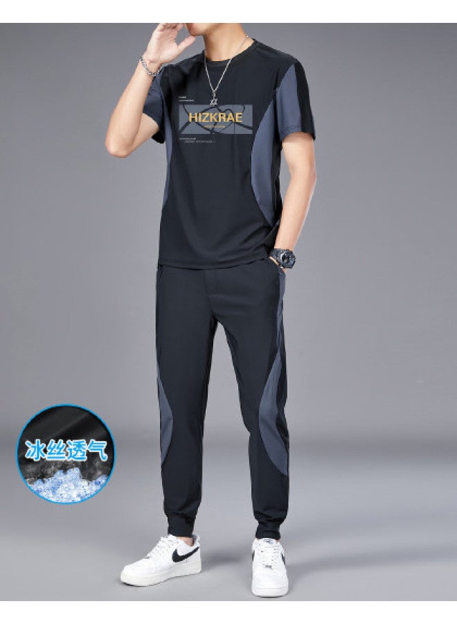 FOLUNSI men's Summer Set - Lightweight, Breathable, Skin-friendly Casual T-shirt & Trousers - Image 1