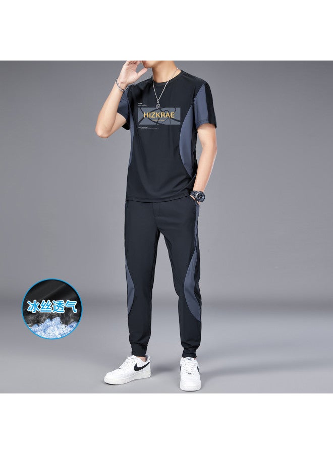 FOLUNSI men's Summer Set - Lightweight, Breathable, Skin-friendly Casual T-shirt & Trousers - Image 2