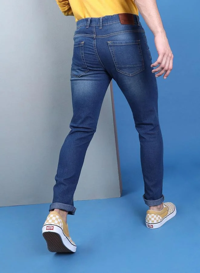 The Indian Garage Co Blue The Indian Garage Co Men Dark Wash Slim Fit Jeans for Men | Best Price UAE