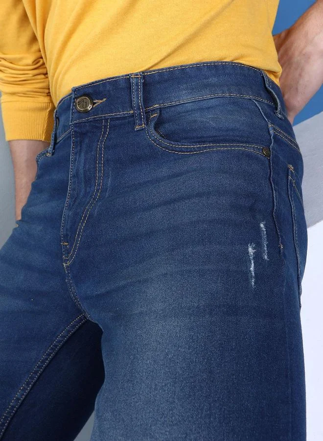 The Indian Garage Co Blue The Indian Garage Co Men Dark Wash Slim Fit Jeans for Men | Best Price UAE