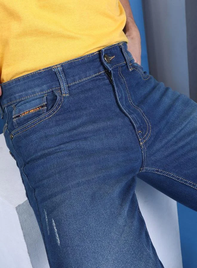 The Indian Garage Co Blue The Indian Garage Co Men Dark Wash Slim Fit Jeans for Men | Best Price UAE