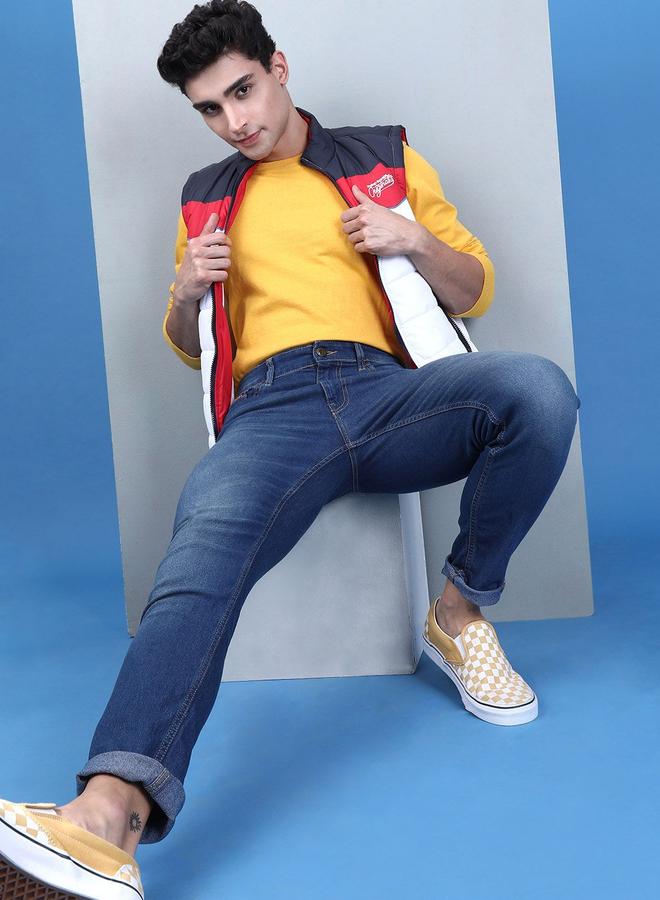 شركة المرآب الهندية جينز مشطوف غامق بقصة ضيقة - Image 5